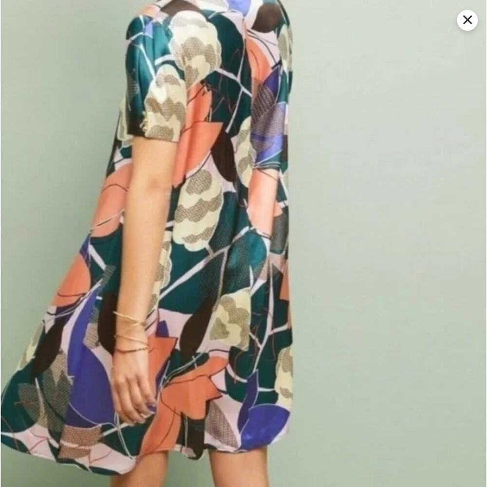 Corey Lynn Calter Anthropologie Dress L NWT Jewel Tone Floral V-Neck Swing Tunic